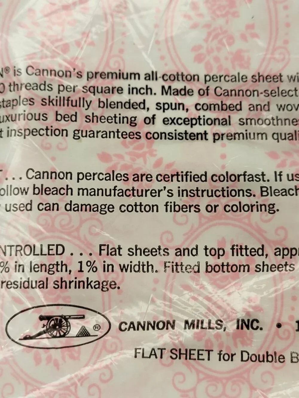 Cannon Royal Family Combspun Percale Oink Cameo Rose Flat Sheet for Double Bed
